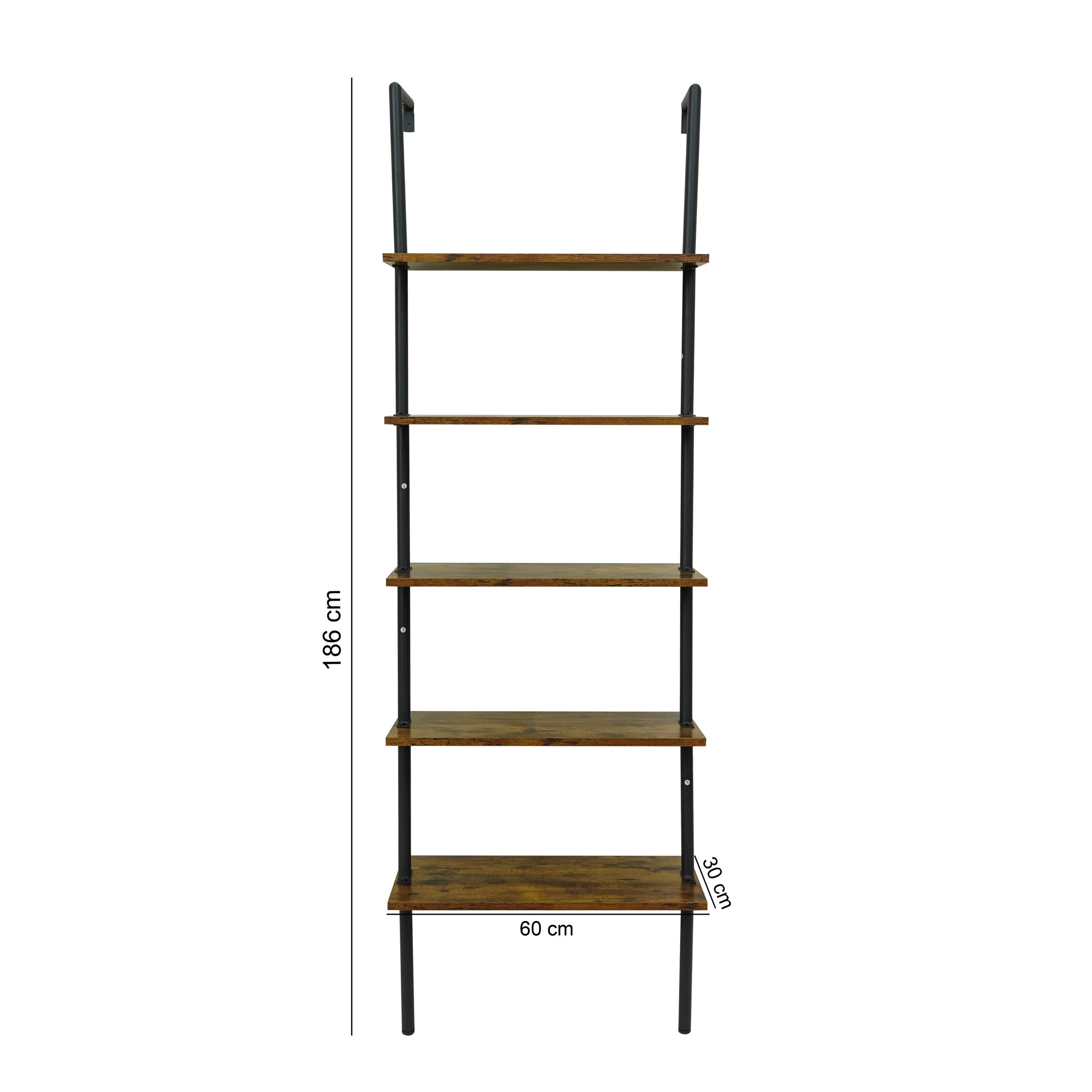 Fascinerend jas Krijgsgevangene Furnilux - 5-laags Opbergladder - Boekenplank - Wandkast - wand gemonteerde  Ladder - Plank met Stabiliserende Metalen Frame - FurniLux
