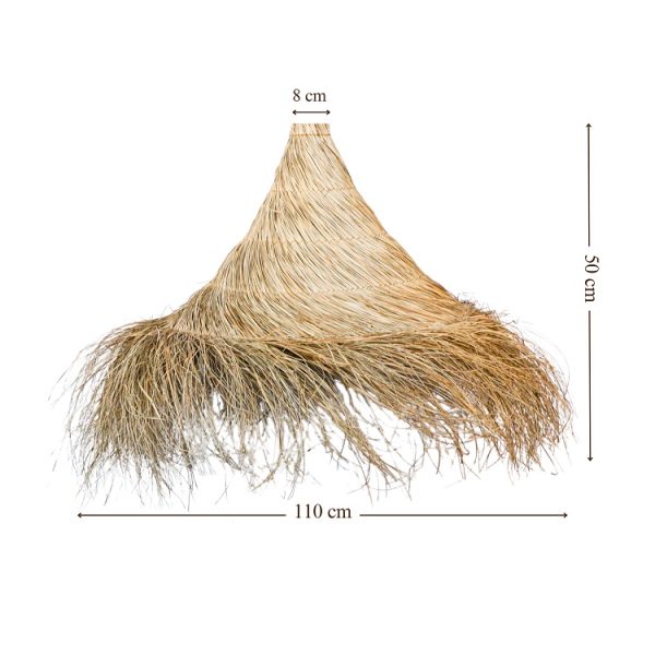 Furnilux-Grote Raffia Hanglamp Ø110 cm – Handgemaakte Boho Plafondlamp van Natuurlijk Gras – XL Natuurlijke Lamp voor Horeca, Woonkamer of Eettafel – Tropische Bohemian Verlichting - Afbeelding 3