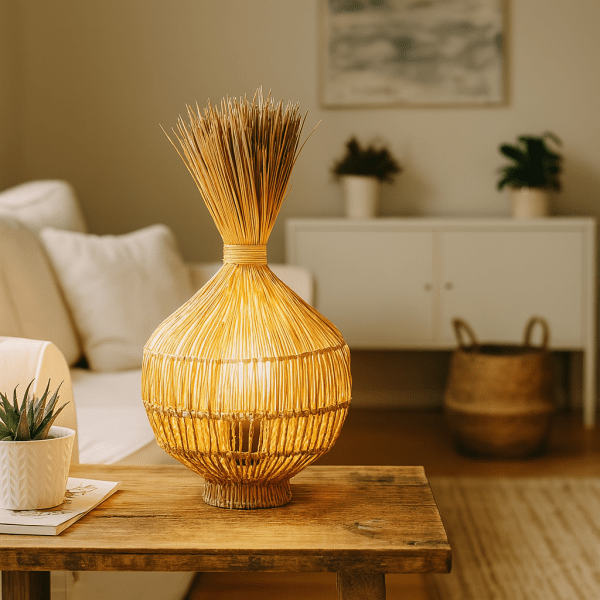 Furnilux - Hanglamp van mendonggras  – Handgemaakt, Duurzaam & Sfeervol - Afbeelding 6