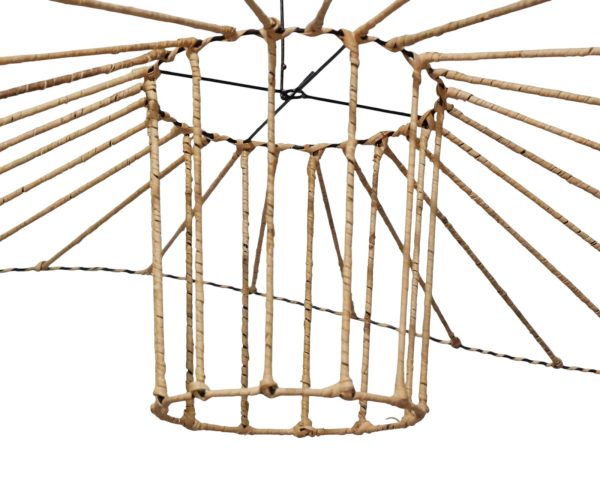 Furnilux-Design Rotan Hanglamp Ø90 cm – Unieke Handgemaakte Plafondlamp van Rotan & Touw – Grote Eyecatcher voor Horeca, Eettafel of Loft – Bohemian en Industrieel - Afbeelding 4