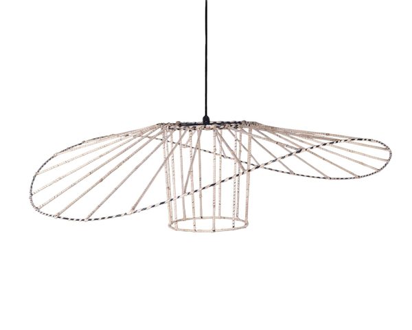 Furnilux-Design Rotan Hanglamp Ø90 cm – Unieke Handgemaakte Plafondlamp van Rotan & Touw – Grote Eyecatcher voor Horeca, Eettafel of Loft – Bohemian en Industrieel