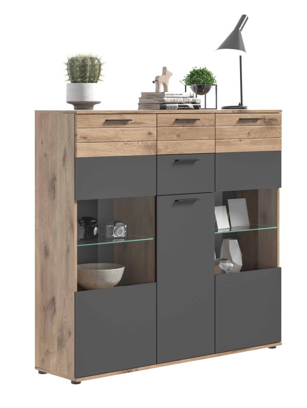 Mason highboard basaltgrijs NB Nox Eiken NB Nox Eiken MDF TZ