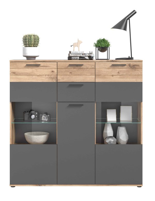 Mason highboard basaltgrijs NB Nox Eiken NB Nox Eiken MDF TZ - Afbeelding 2