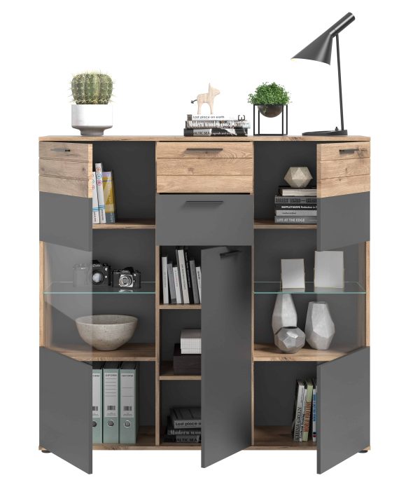 Mason highboard basaltgrijs NB Nox Eiken NB Nox Eiken MDF TZ - Afbeelding 3
