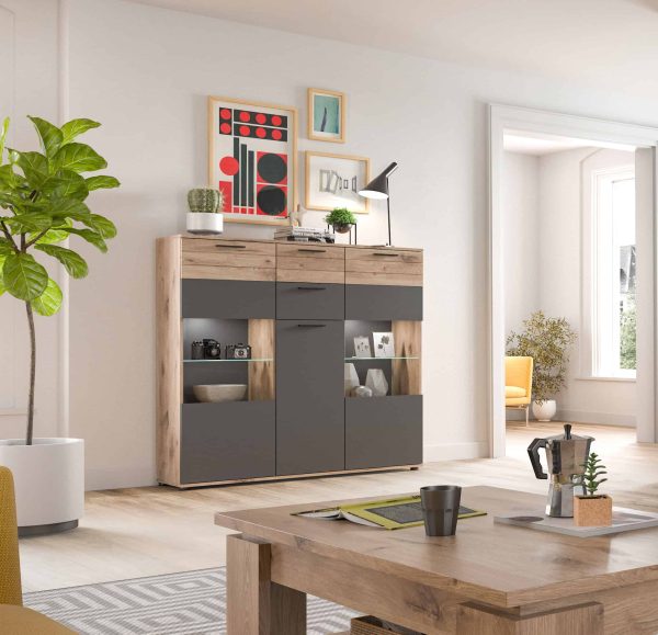 Mason highboard basaltgrijs NB Nox Eiken NB Nox Eiken MDF TZ - Afbeelding 7