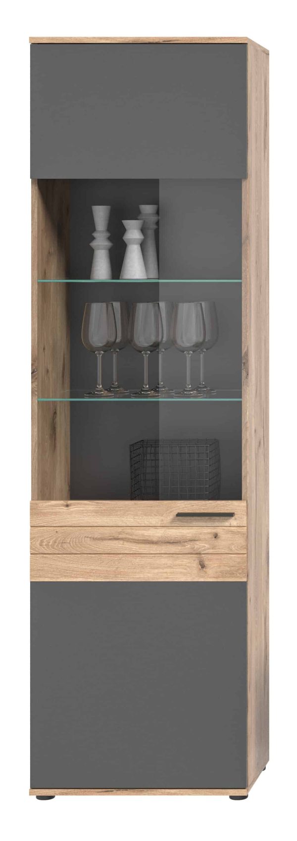Mason vitrinekast basaltgrijs NB Nox Eiken NB Nox Eiken MDF TZ - Afbeelding 2