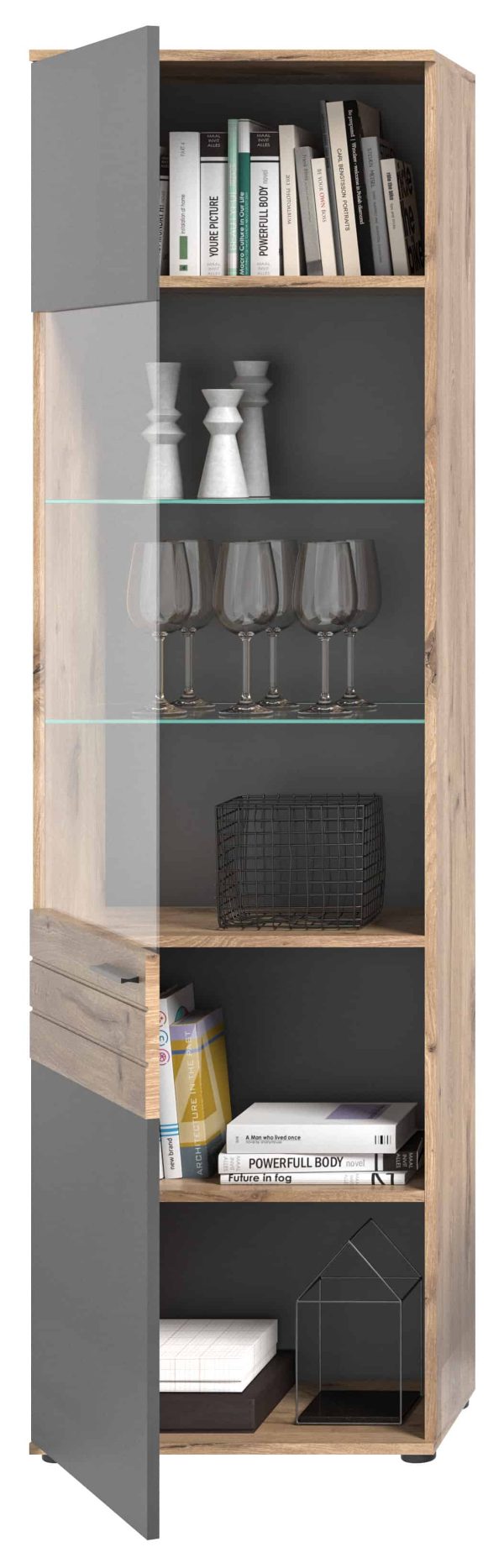 Mason vitrinekast basaltgrijs NB Nox Eiken NB Nox Eiken MDF TZ - Afbeelding 3