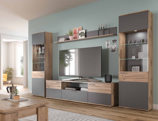 Mason vitrinekast basaltgrijs NB Nox Eiken NB Nox Eiken MDF TZ - Afbeelding 9