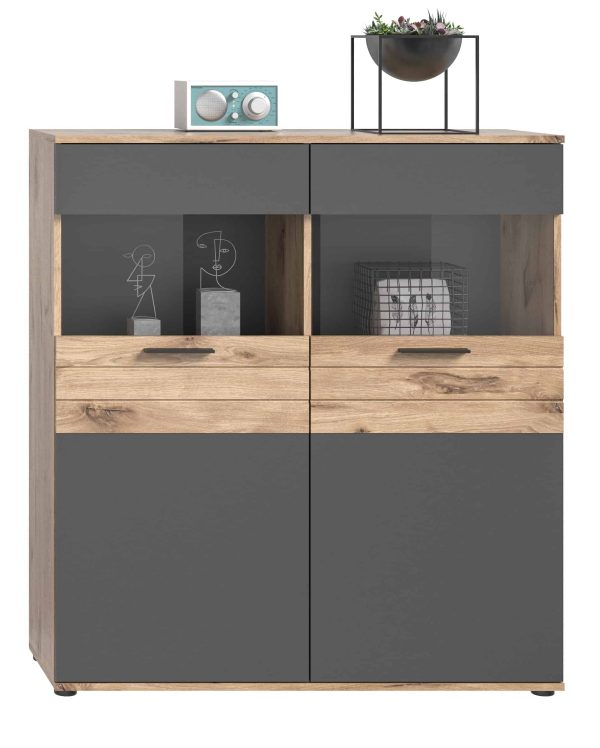 Mason vitrinekast basaltgrijs NB Nox Eiken NB Nox Eiken MDF TZ - Afbeelding 2