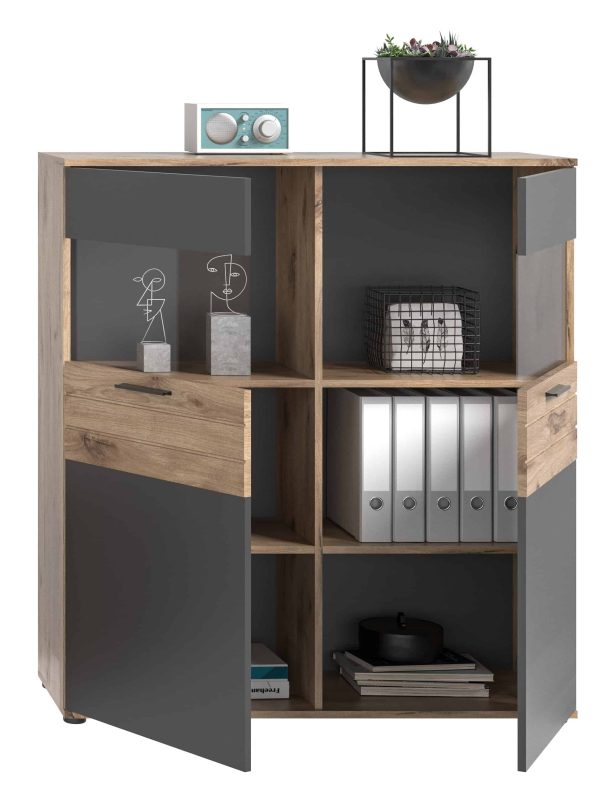 Mason vitrinekast basaltgrijs NB Nox Eiken NB Nox Eiken MDF TZ - Afbeelding 3