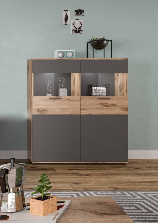 Mason vitrinekast basaltgrijs NB Nox Eiken NB Nox Eiken MDF TZ - Afbeelding 7