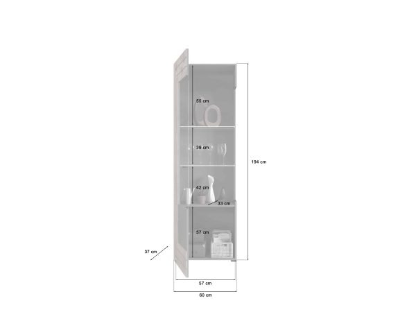 Freno vitrinekast inclusief verlichting grijs Nox Eiken NB - Afbeelding 4