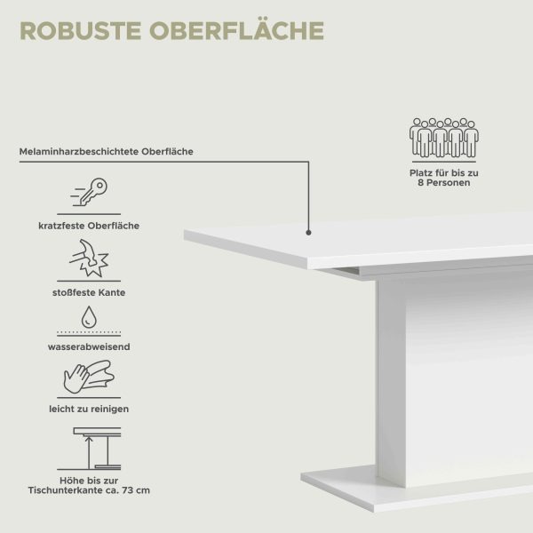 Motion eettafel kolom uitschuifbaar wit NB wit NB - Afbeelding 7
