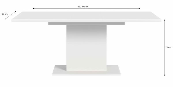 Motion eettafel kolom uitschuifbaar wit NB wit NB - Afbeelding 3