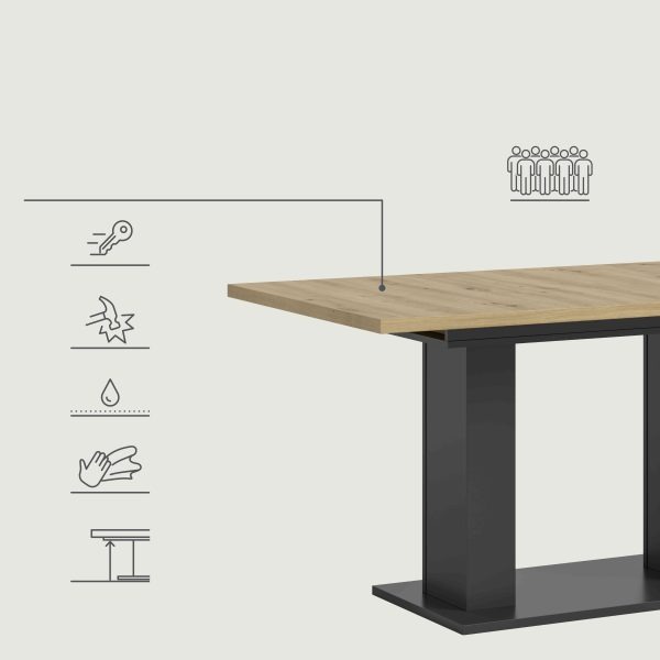 Motion eettafel D uitschuifbaar artisan NB grijs NB - Afbeelding 10