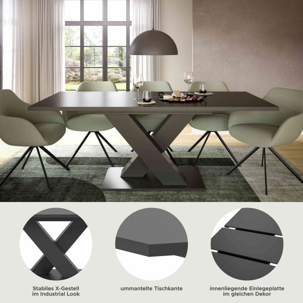Motion uitschuifbare eettafel grijs NB grijs NB - Afbeelding 8