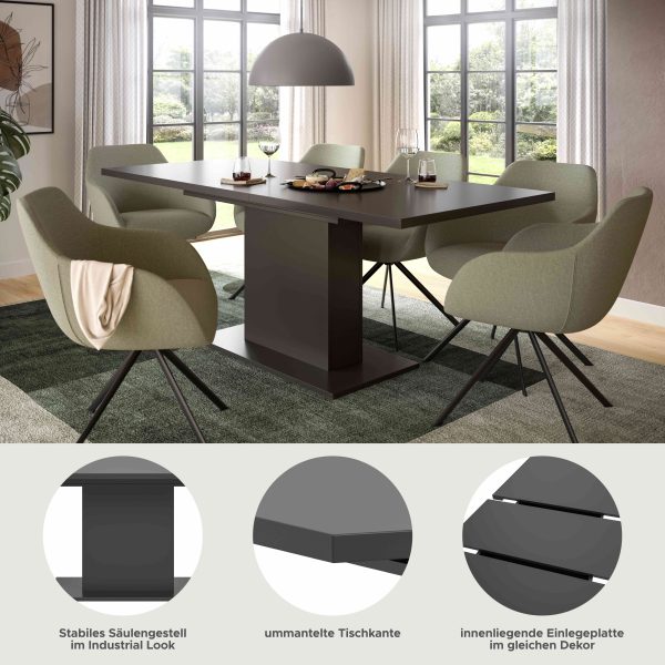 Motion eettafel kolom uitschuifbaar grijs NB grijs NB - Afbeelding 5