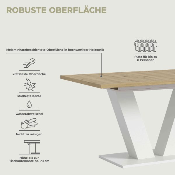 Motion eettafel V uitschuifbaar Artisan NB wit NB - Afbeelding 6