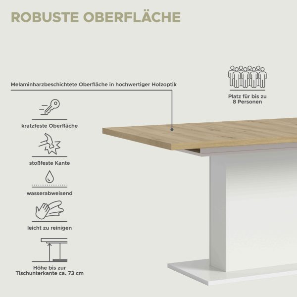 Motion eettafel kolom uitschuifbaar Artisan NB wit NB - Afbeelding 6