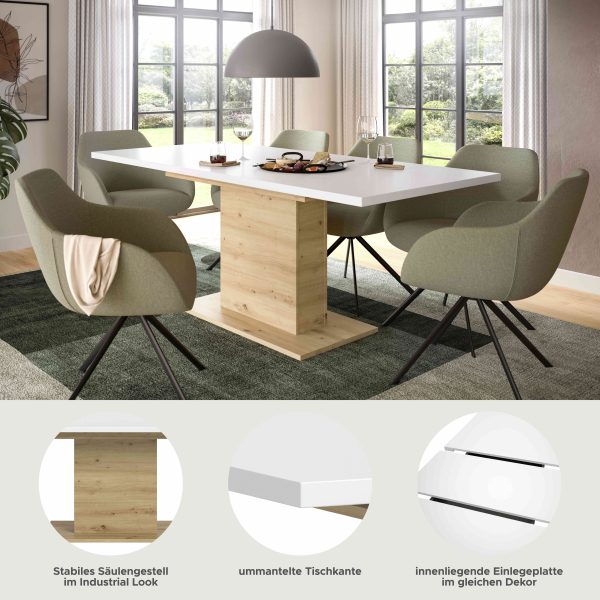 Motion eettafel kolom uitschuifbaar Artisan NB wit NB - Afbeelding 5