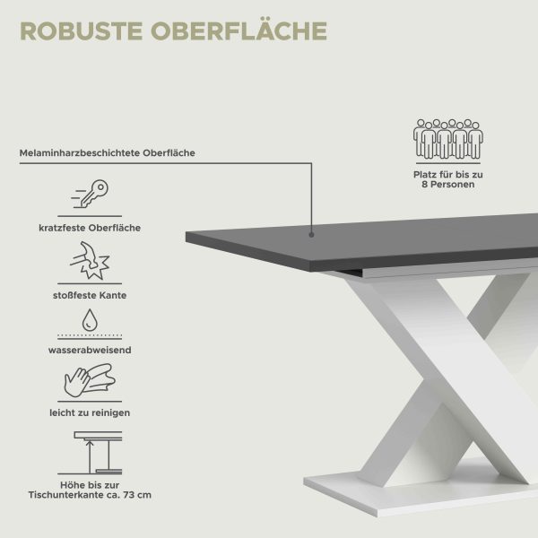Motion uitschuifbare eettafel grijs NB wit NB - Afbeelding 6