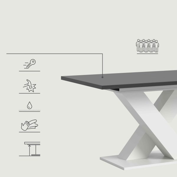 Motion uitschuifbare eettafel grijs NB wit NB - Afbeelding 10