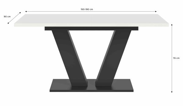 Motion uitschuifbare eettafel wit NB grijs NB - Afbeelding 3