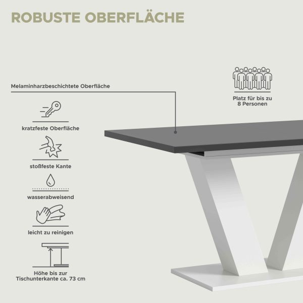 Motion eettafel V uitschuifbaar grijs NB wit NB - Afbeelding 6