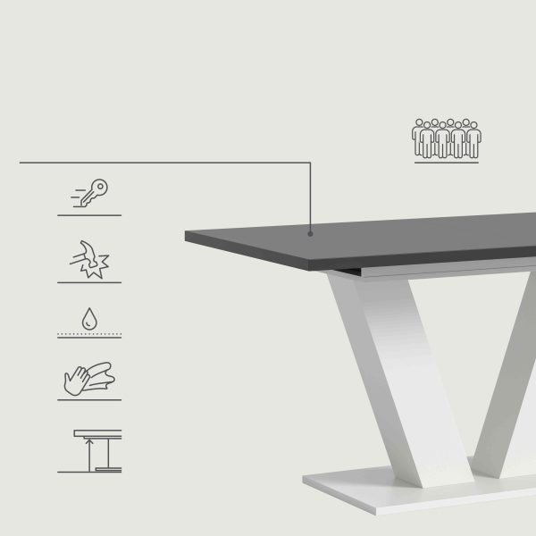 Motion eettafel V uitschuifbaar grijs NB wit NB - Afbeelding 10