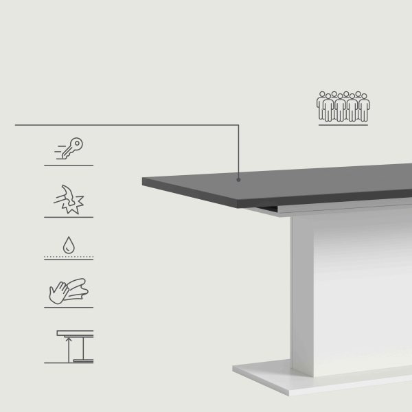 Motion eettafel kolom uitschuifbaar grijs NB wit NB - Afbeelding 10