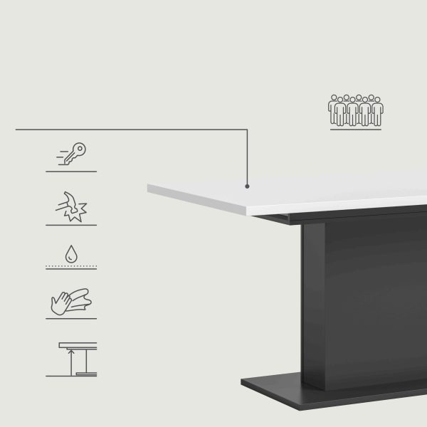 Motion eettafel kolom uitschuifbaar grijs NB wit NB - Afbeelding 10