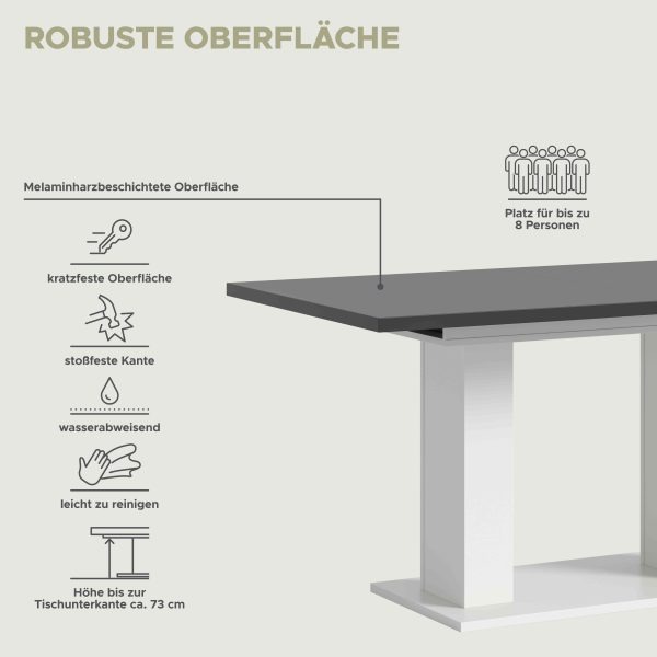 Motion eettafel D uitschuifbaar grijs NB wit NB - Afbeelding 6