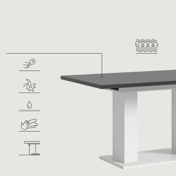 Motion eettafel D uitschuifbaar grijs NB wit NB - Afbeelding 10