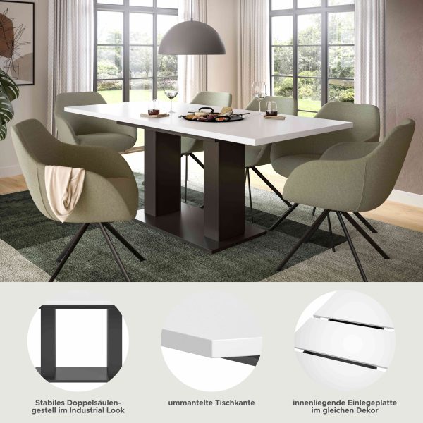 Motion eettafel D uitschuifbaar grijs NB wit NB - Afbeelding 5