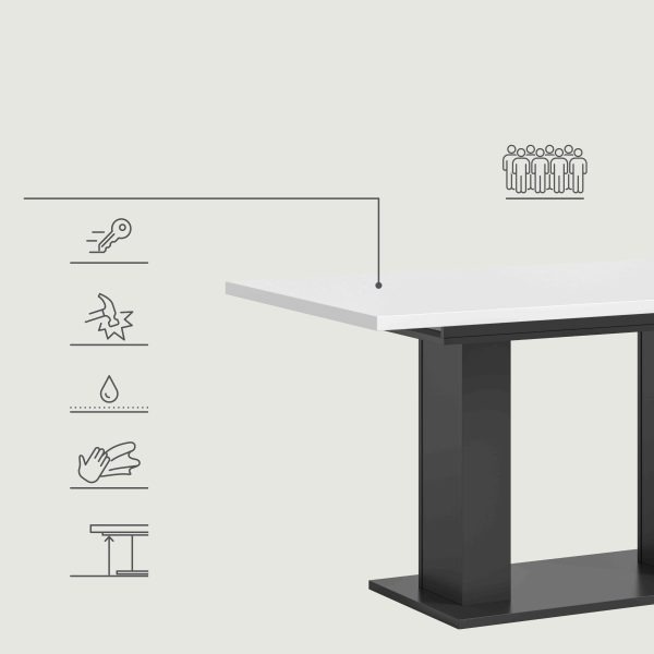 Motion eettafel D uitschuifbaar grijs NB wit NB - Afbeelding 10