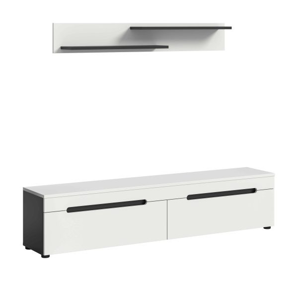 Canu Lowboard + Wandplank staand-hangend wit NB Basalt NB Abs. wit NB