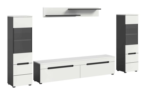 Canu woonkamercombinatie staand-hangend wit NB Basalt NB Abs. wit NB