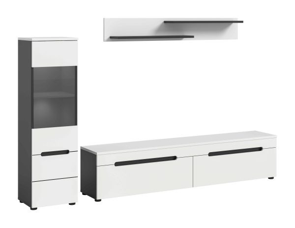 Canu woonkamercombinatie inclusief verlichting staand-hangend wit NB Basalt NB Abs. wit NB