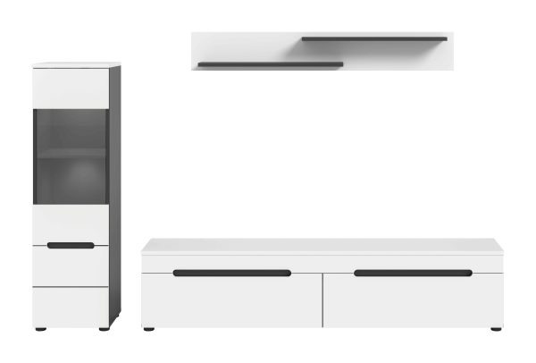 Canu woonkamercombinatie inclusief verlichting staand-hangend wit NB Basalt NB Abs. wit NB - Afbeelding 2