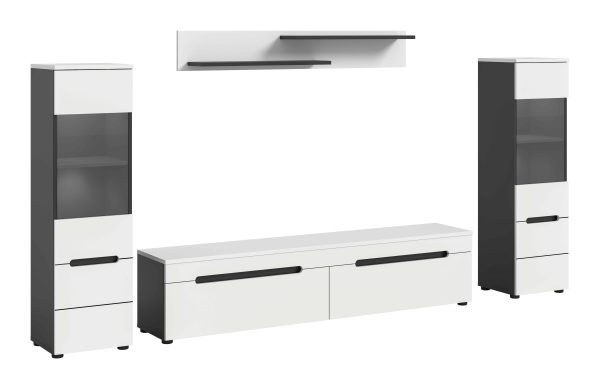 Canu woonkamercombinatie inclusief verlichting staand-hangend wit NB Basalt NB Abs. wit NB