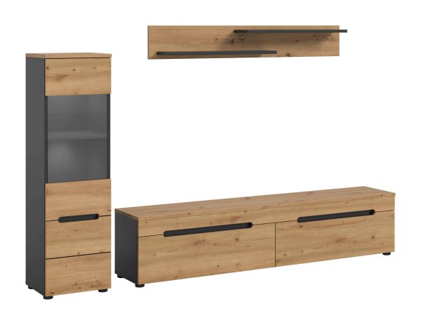 Canu woonkamercombinatie inclusief verlichting staand-hangend Artisan NB Basaltgrijs NB Abs. Artisan NB