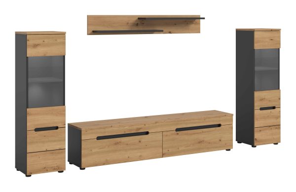 Canu woonkamercombinatie inclusief verlichting staand-hangend Artisan NB Basaltgrijs NB Abs. Artisan NB
