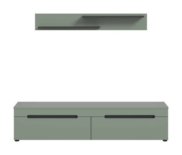 Canu Lowboard + Wandplank staand-hangend Smoke Green NB Basaltgrijs NB Abs. Smoke Green NB - Afbeelding 2