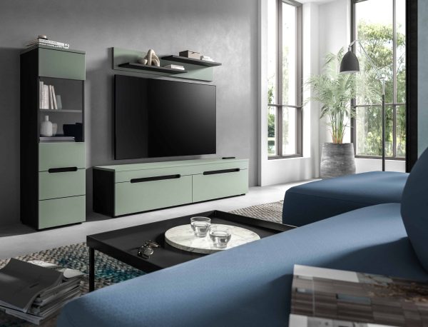 Canu vitrinekast staand-hangend Smoke Green NB Basaltgrijs NB Abs. Smoke Green NB - Afbeelding 4