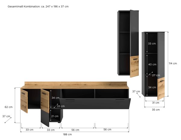 Doel woonkamercombinatie inclusief lichtgrijs NB Evoke Oak NB - Afbeelding 4