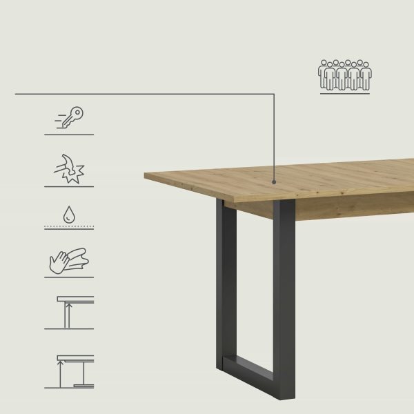 Seattle uitschuifbare eettafel Artisan NB grijs NB - Afbeelding 14