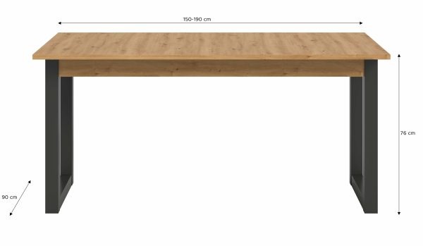 Seattle uitschuifbare eettafel Artisan NB grijs NB - Afbeelding 3