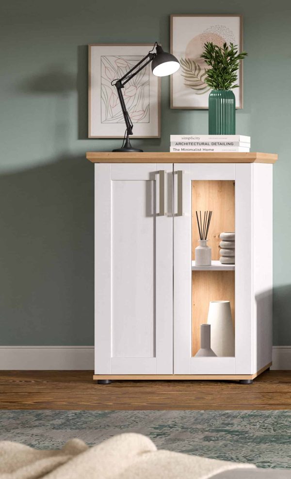 Verona wand-/staande vitrinekast rechts/links, Sibiu lariks NB, Artisan eiken NB - Afbeelding 6