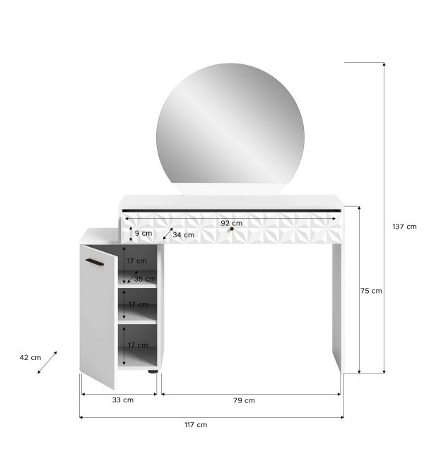Prisma kaptafel wit hoogglans MDF TZ NB - Afbeelding 4