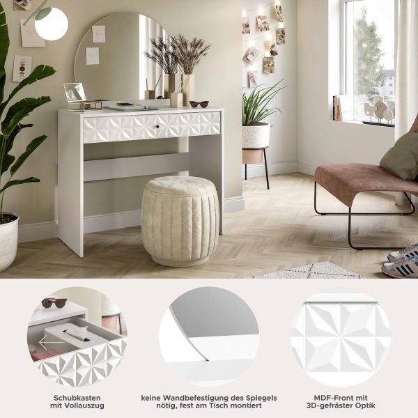 Prisma kaptafel wit hoogglans MDF TZ wit melamine - Afbeelding 6